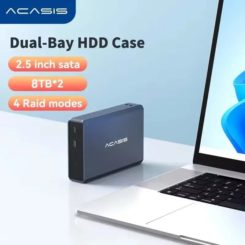 ACASIS 2-Bay RAID External HDD Enclosure - USB 3.0 Dual Hard Drive Dock for 2.5" SATA SSD/HDD, Support RAID/JBOD & Tool-Free