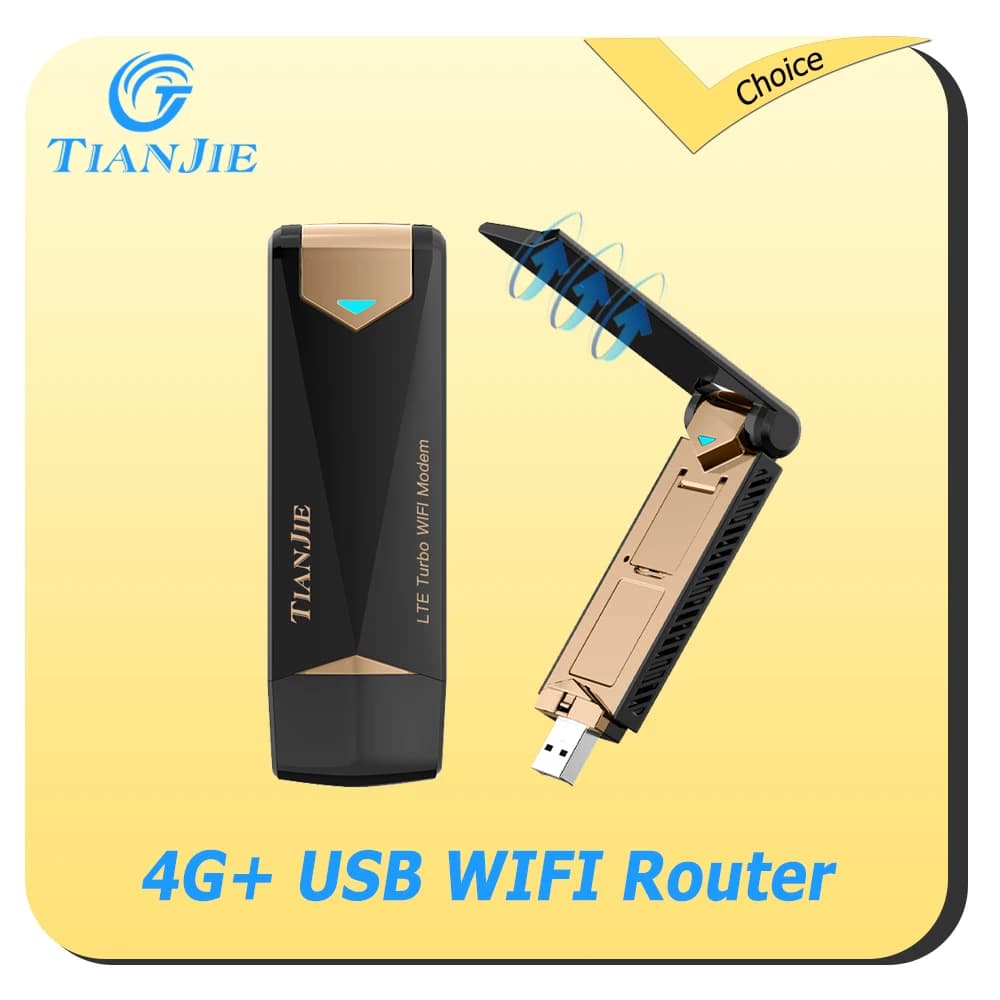 TIANJIE USB 4G WiFi Router 150Mbps SIM Card Wireless Modem FDD/TDD Travel Network Hotspot Adapter with 270° Foldable Antenna