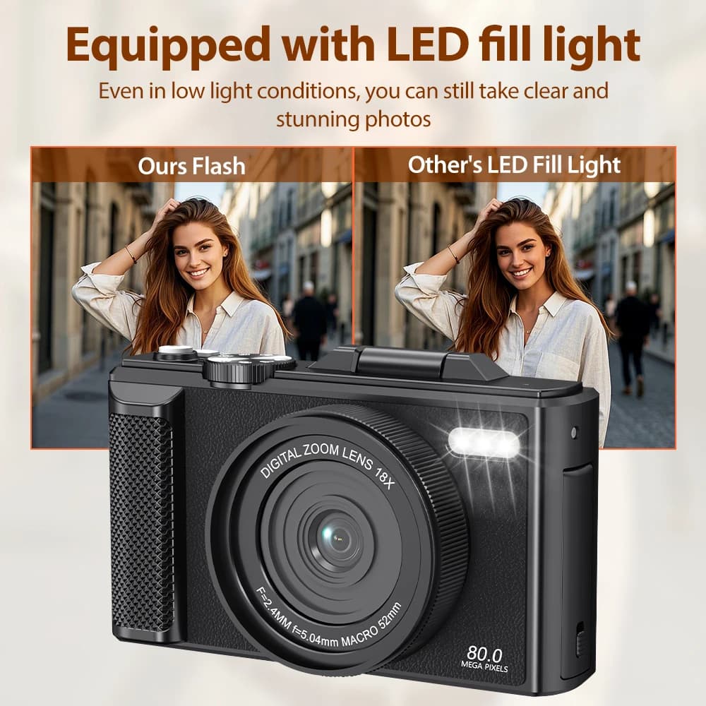Videocamera Ultra HD 5K, Foto Max 75MP, Autofocus AF, Schermo HD da 3.0 Pollici, Zoom Digitale 18X, Controllo WiFi tramite APP, Compatibile con Webcam