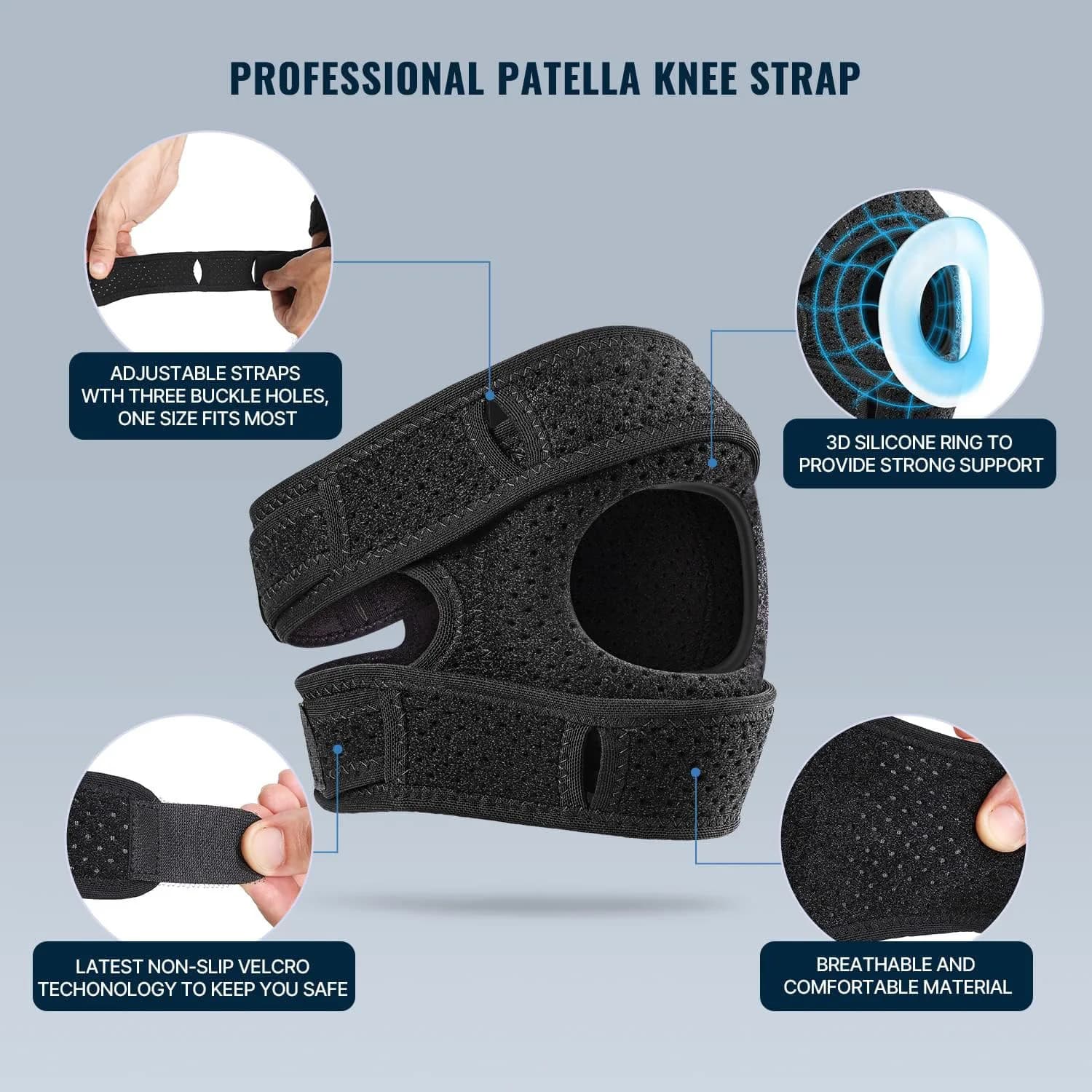 Professional sports knee pads with patellar straps, knee joint protection equipment, and jump rope knee pads