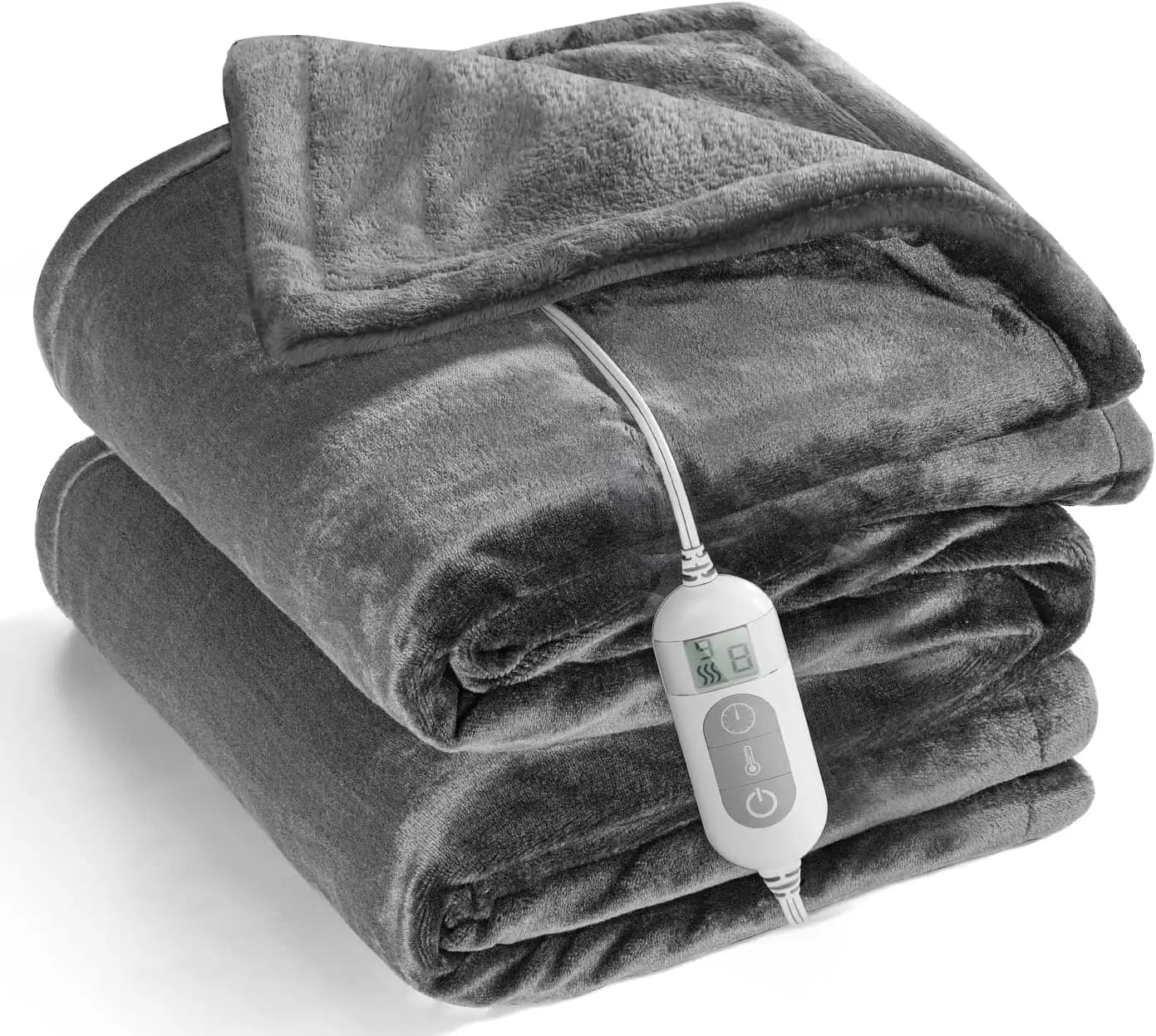 Coperta elettrica in flanella con timer da 1-9 ore, 8 livelli di calore e spegnimento automatico, lavabile in lavatrice per un calore accogliente