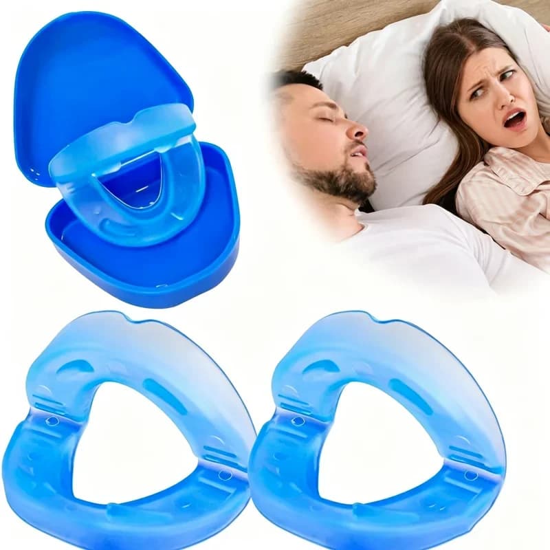Anti-Snoring Mouthpiece,Living Hinge & Open Front Design for Comfort & Easy Breathing, Blue