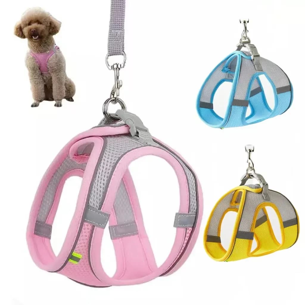 Set Pettorina e Guinzaglio Riflettente per Cani, Pettorina Regolabile per Bulldog Francese, Gilet per Cuccioli per Passeggiate all'Aperto