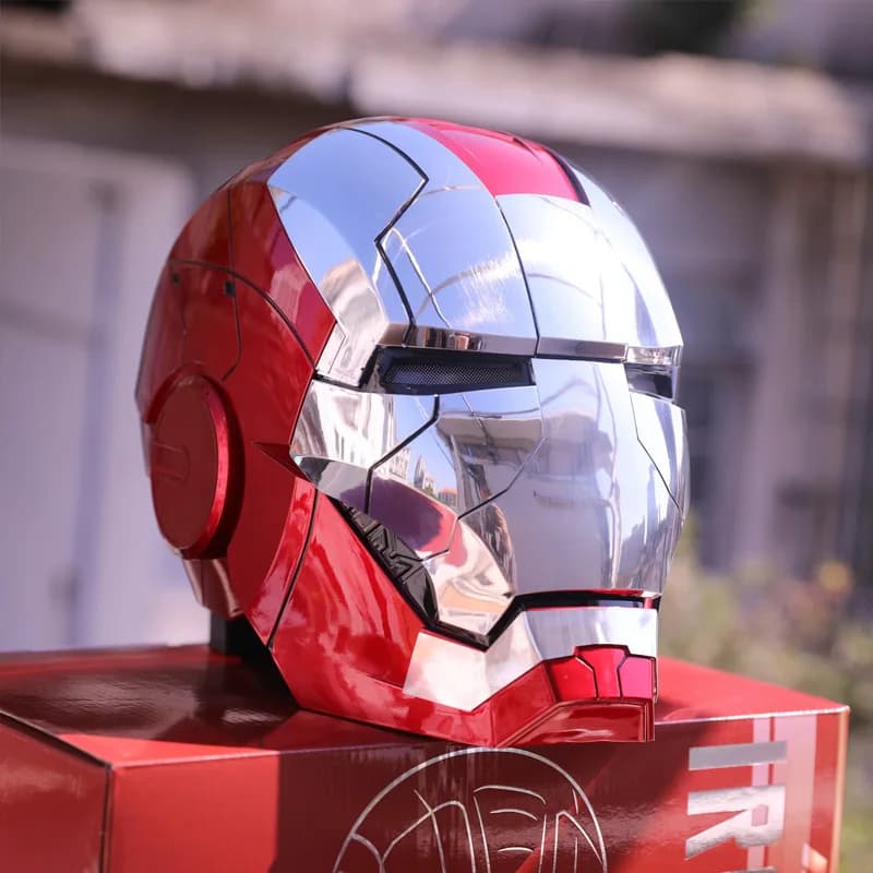 Casco Iron Man Mk5 Maschera indossabile con controllo elettrico ad attivazione vocale 1:1 Apertura automatica Chiusura Modello Figura Giocattolo per adulti Regalo