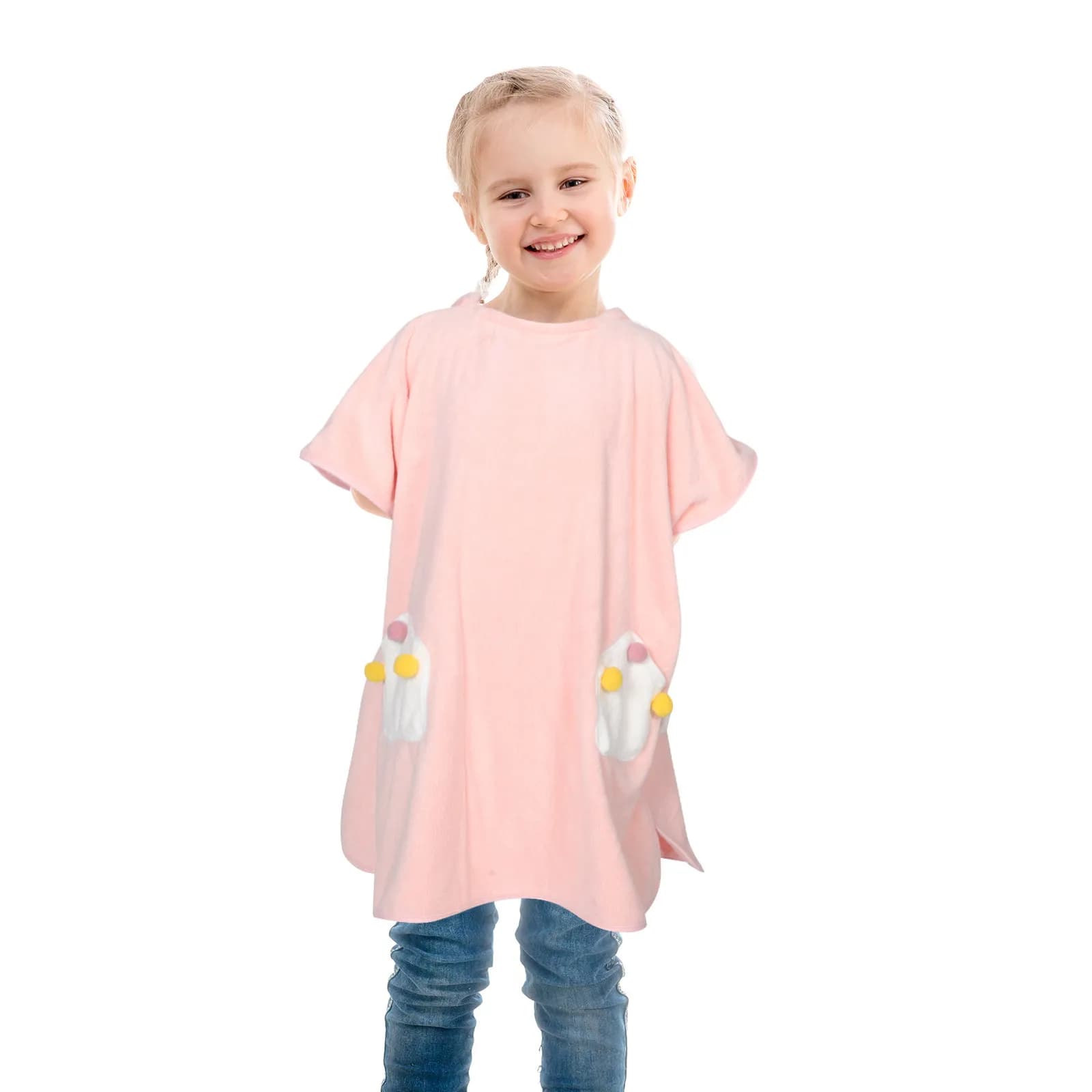 Accappatoio con Cappuccio per Bambini, Asciugatura Rapida, Assorbente, Morbido, Design Cartoonesco, per Bagno, Spiaggia, Nuoto, Caldo e Confortevole