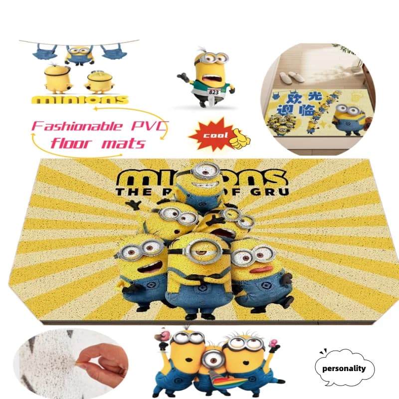 Tappetino di benvenuto Minion, simpatico ed elegante tappetino in PVC resistente allo sporco, personalizzato, creativo e kawaii, regalo per gli amici