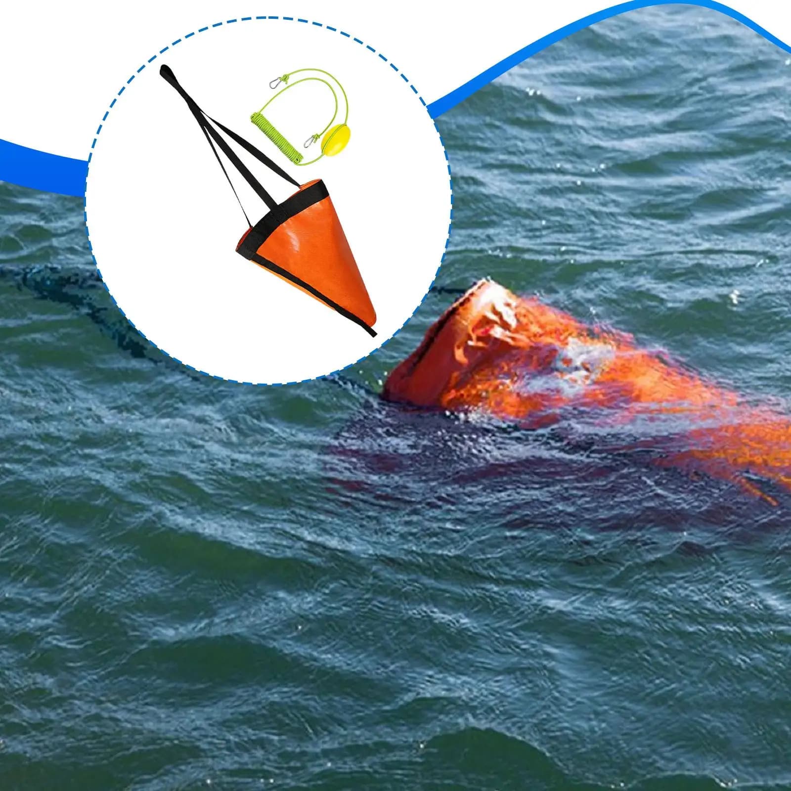 Kit Ancoraggio Marino Compatto: Freno di Deriva Leggero, Boa Galleggiante per Ancoraggio Barca, Pontone e Traina