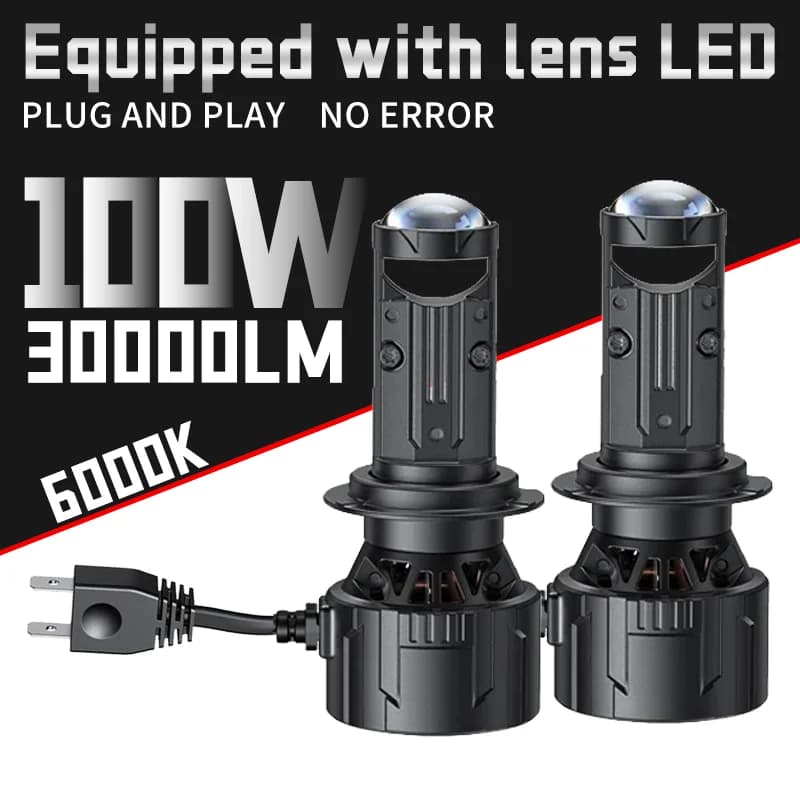 2PCS LHD H4 H7 Proiettore LED Mini Len Faro Bulbe Hi/Basso 50W Lente 6000K Bianco Hi Lo Fascio Fendinebbia Lampada Accessori 12V