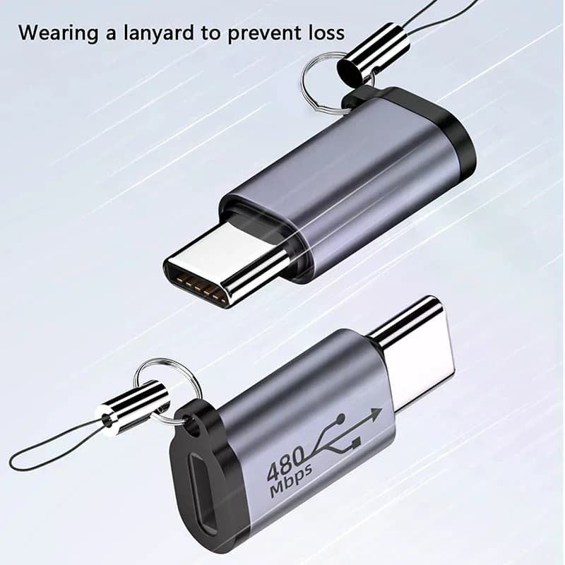 USB-C to Micro USB Mini USB Adapter, USB-C female to Micro USB male for phone, tablet, camera, charging adapter.