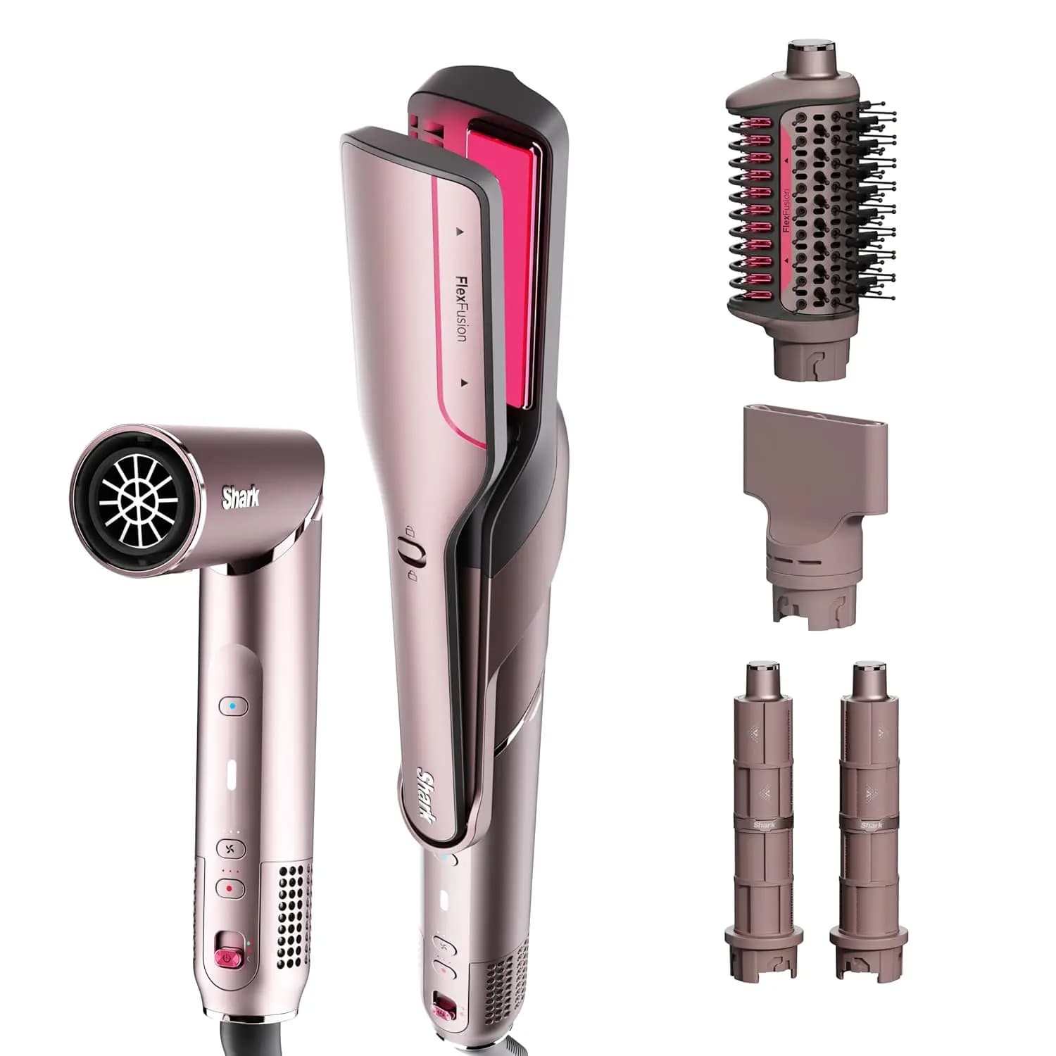 FlexFusion Hair Plate with Potential Hair Dryer, Fusion Brush and Ceramic Air Styler with Automatic Hair Dryer and Concentrator