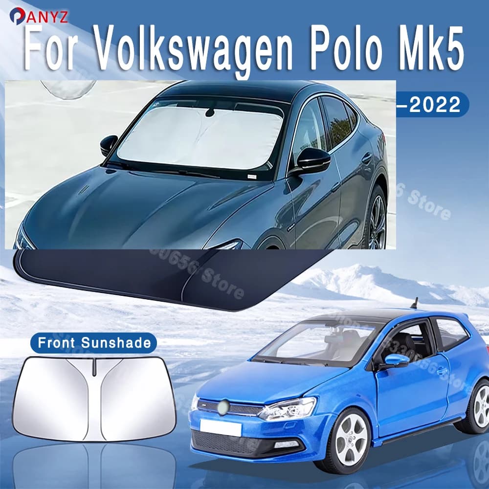For VW Volkswagen Polo Ameo Mk5 2009~2022 Foldable Car Sun Visor Front Windshield Sunshade Insulation Cooling Auto Accessories