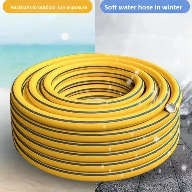 PVC Plastic Garden Hose Soft Wash Car Water Pipe Yellow Home Tap Water Pipe Winter Not Hard for Garden Use Creative Short Sle...