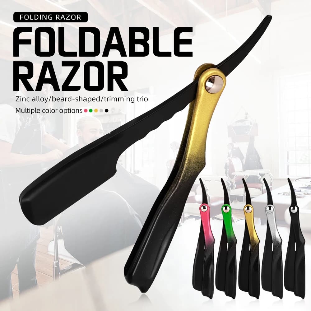 Magnetic Suction Replaceable Blade Straight Razor, Professional Barber Grade Men's Beard Shaver Facial Hair Remover For Shaving