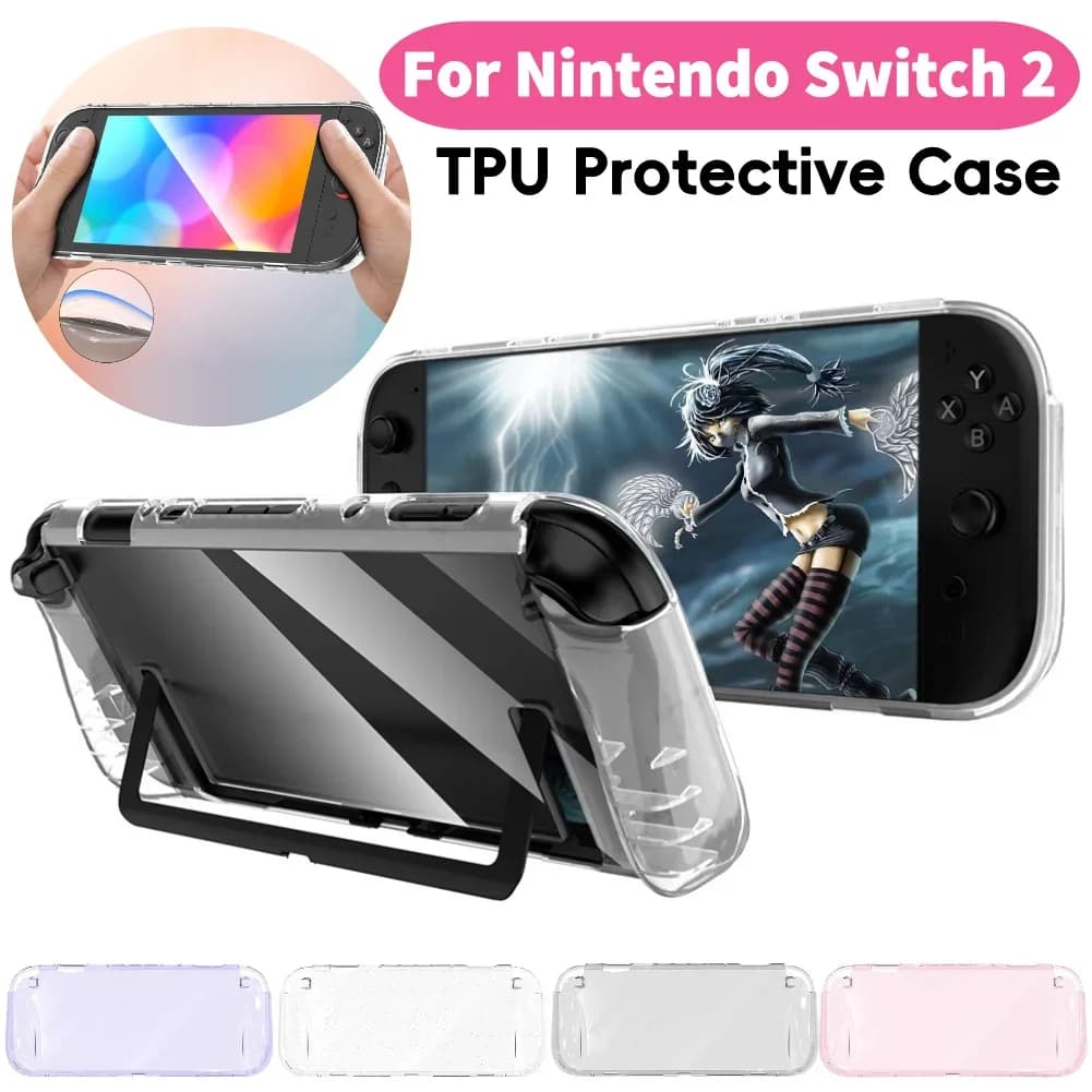 Custodia Protettiva Trasparente in TPU Anti-caduta per Console da Gioco Portatile Nintendo Switch 2 2025