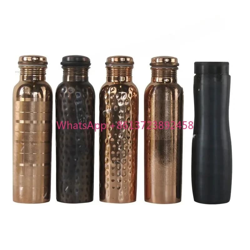 Handmade Pure Copper Water Bottle Portable Outdoor Travel Kettle Lightweight Leakproof Home Use