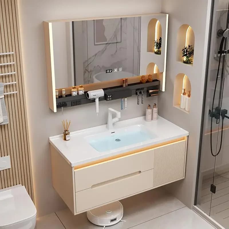 Mobili Combinati per Bagno, Armadietti Moderni per Casa, Armadietti per Trucco, Portasciugamani in Legno, Badkamerkast MH40YSG