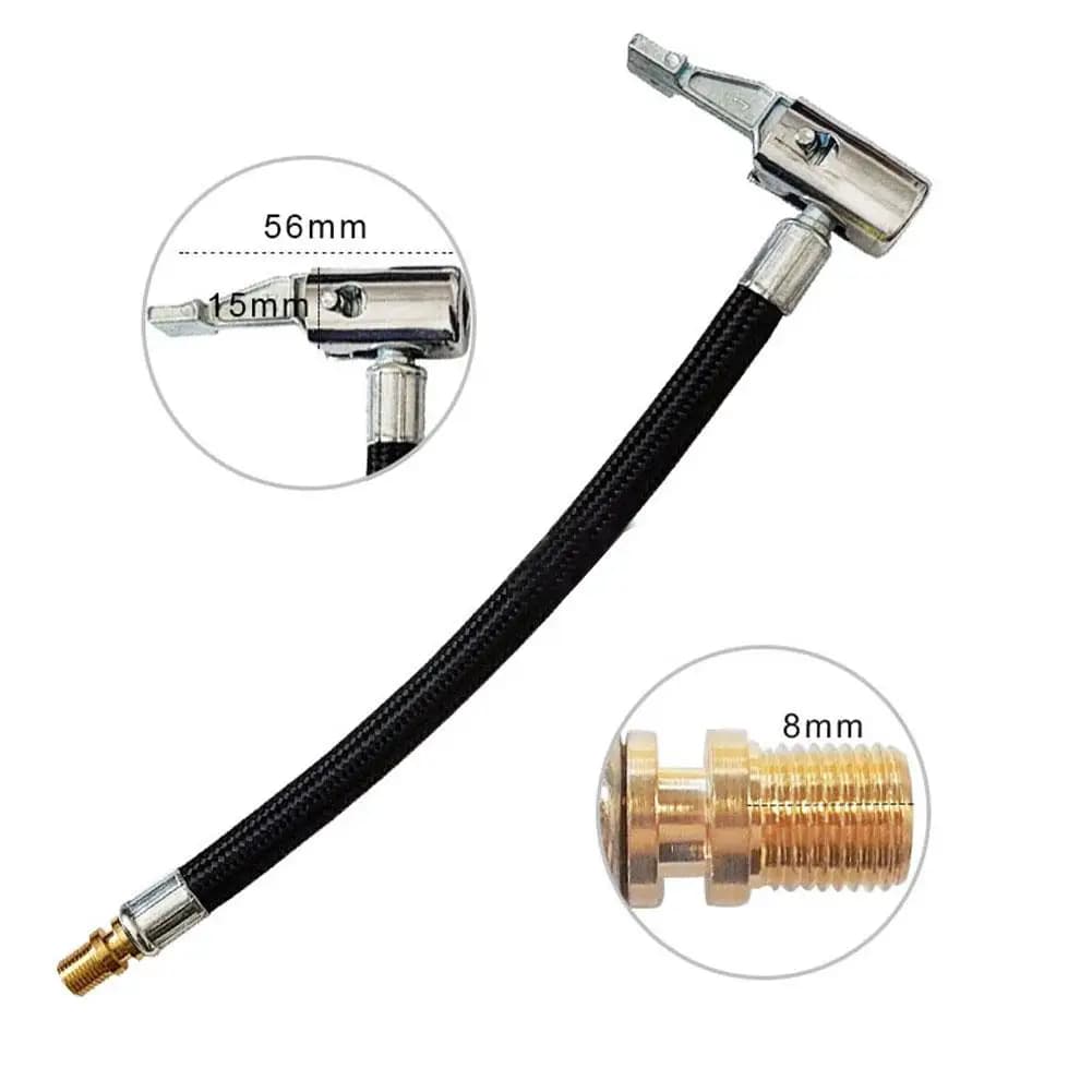 Tubo di Prolunga per Gonfiaggio Pneumatici Auto da 10cm, Adattatore per Pompa ad Aria con Connettore Girevole e Blocco per Pneumatici