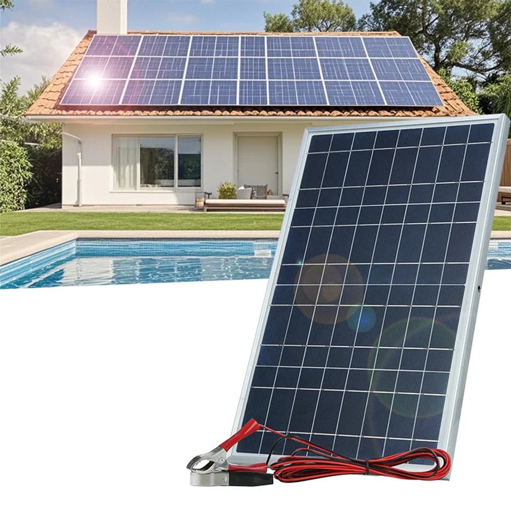 Kit Pannello Solare Policristallino 30W 12V per Uso con Stazioni di Alimentazione Portatili e per la Ricarica di Dispositivi Esterni