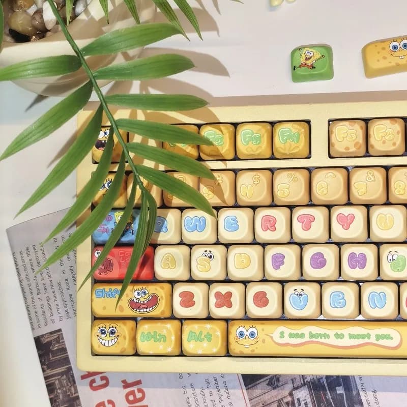 Keycaps per Tastiera Meccanica Anime Cartoon Spongebob Squarepants, Design Patrick Star, Profilo MOA, 129 Tasti, Materiale PBT, Nuovo