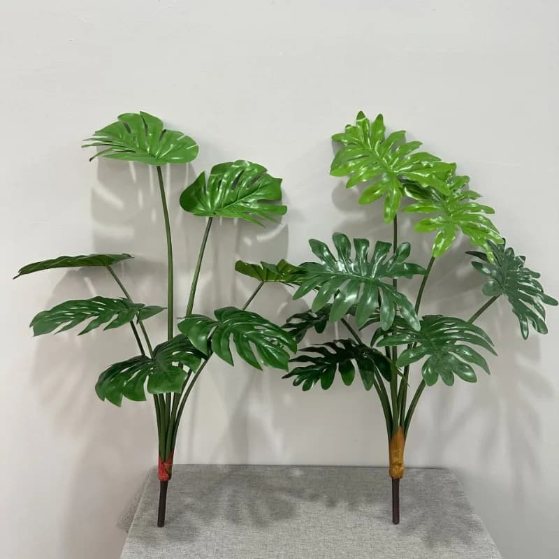 Simulation Plants Plastic Spring Feather Leaves Bundle Artificial Monstera Leaf Green Plant Floral Restaurant Decoration