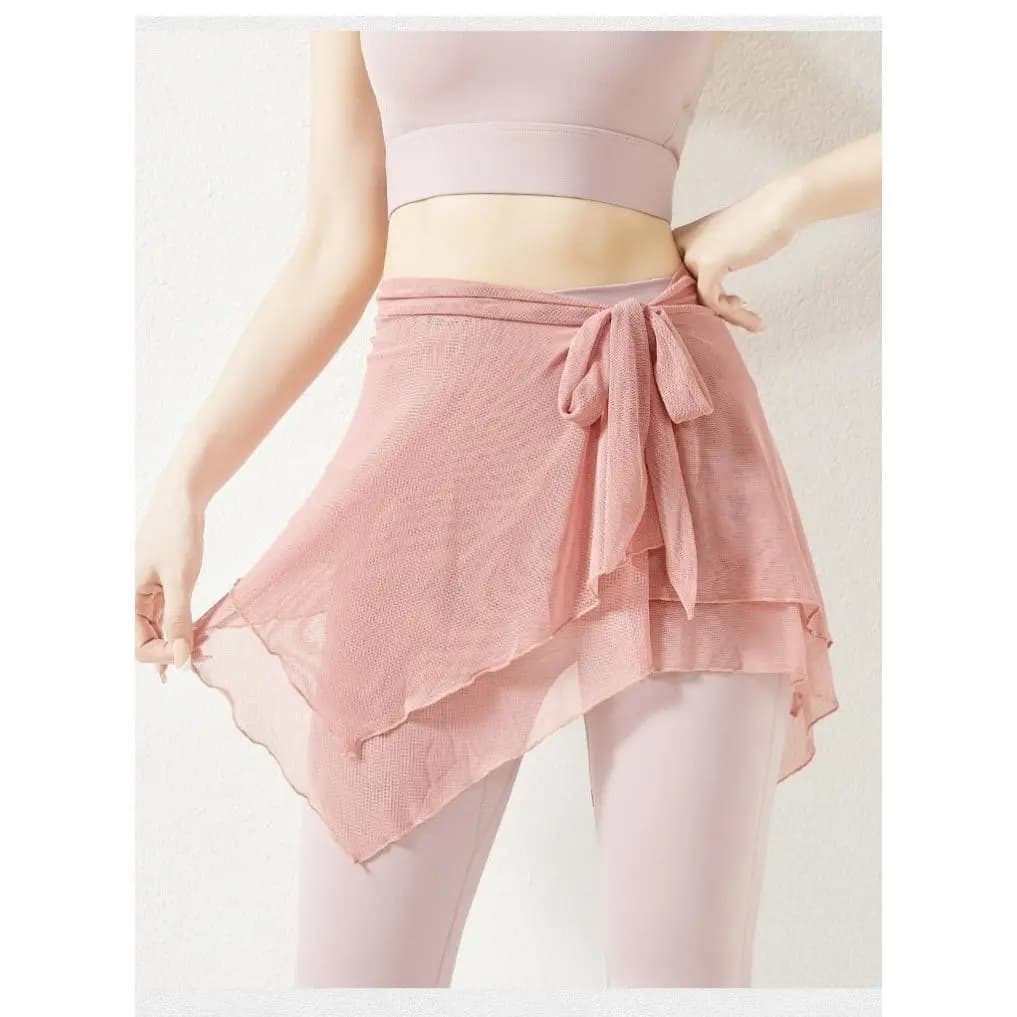 Gonna Corta Sportiva da Donna in Poliestere a Balze, Stile Yoga e Danza, con Rete Trasparente e Copricostume Integrato, Ideale per Fitness e Corsa, Anti-Imbarazzo
