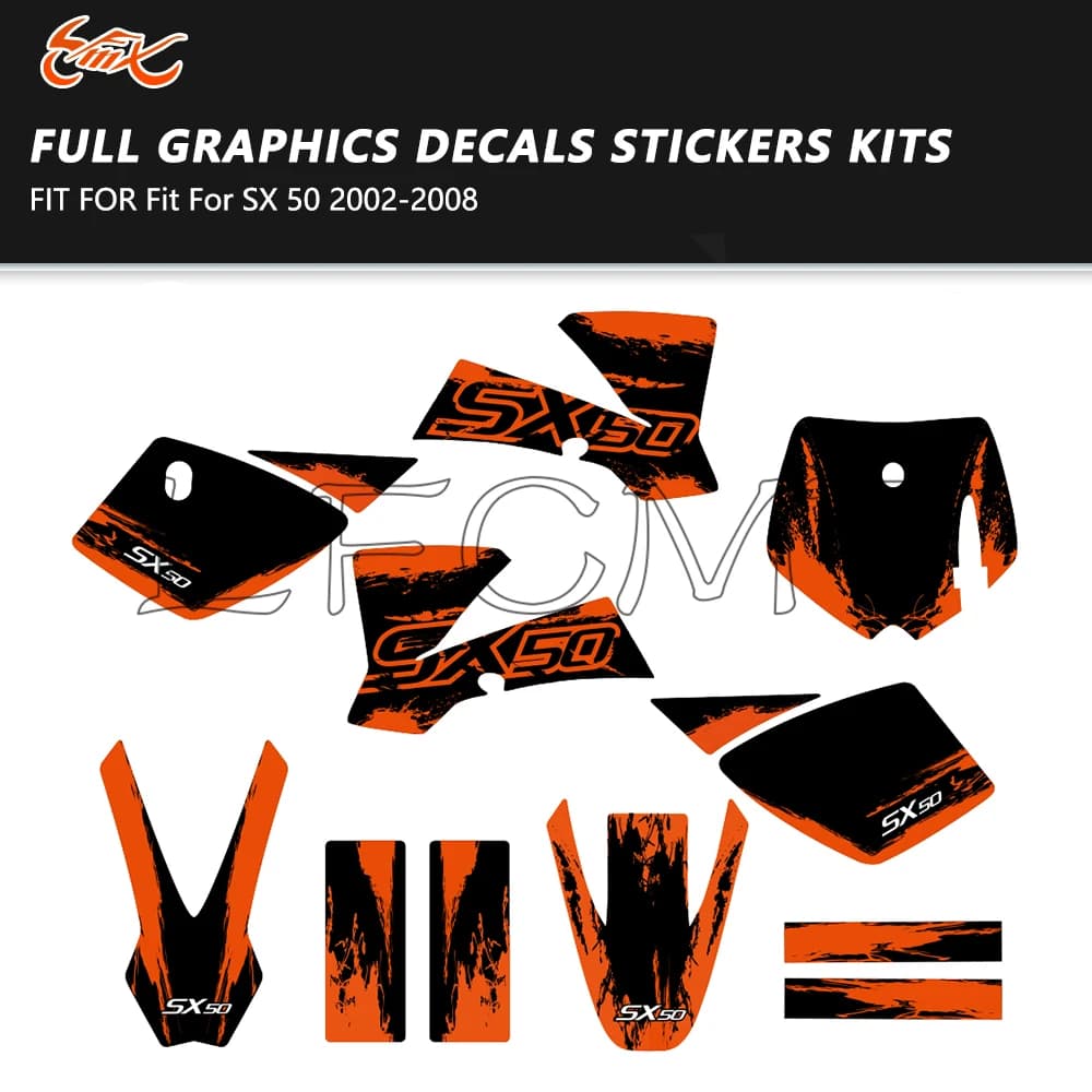 Misura per SX50 SX 50 MINI 2002 2003 2004 2005 2006 2007 2008 Motocross Carenatura Grafica Sfondo Decalcomanie Kit adesivi