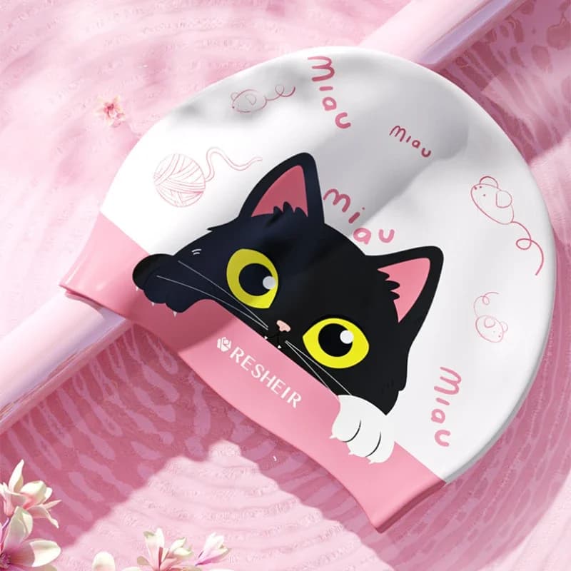 Animated cartoon swim cap Waterproof printed children's swim cap for boys and girls Ear protection Swimwear Pool accessories