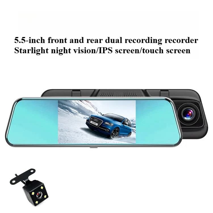 XZY 5.5Inch Touch Screen Dual Lens Car Dash Cam HD Night Vision Parking Monitoring Reverse Video Recorder