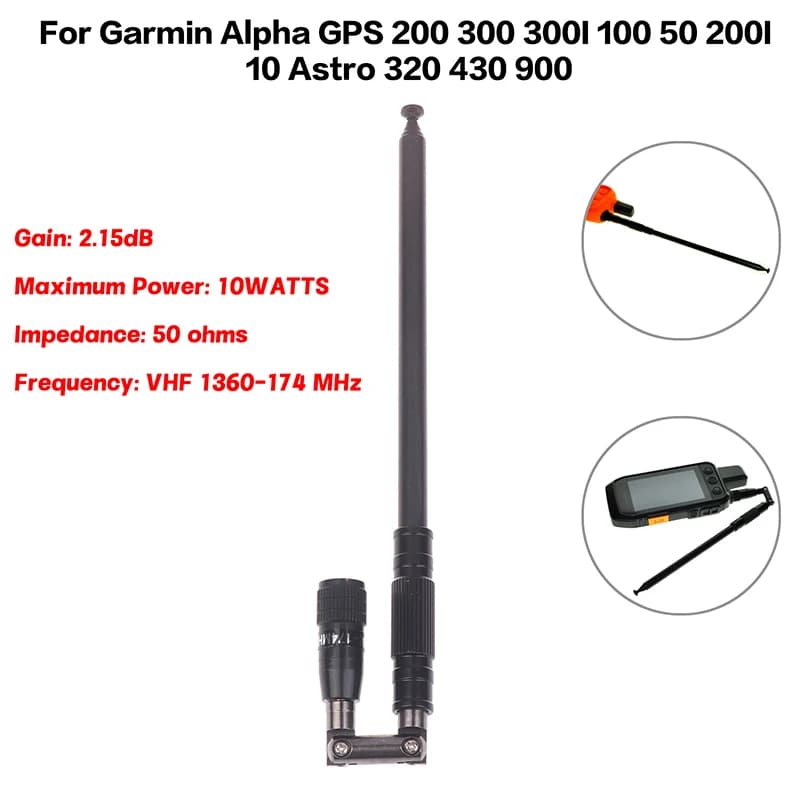 Antenna Pieghevole per Walkie-Talkie Garmin Alpha GPS 200 300 300I 100 50 200I 10 Astro 900 320 430