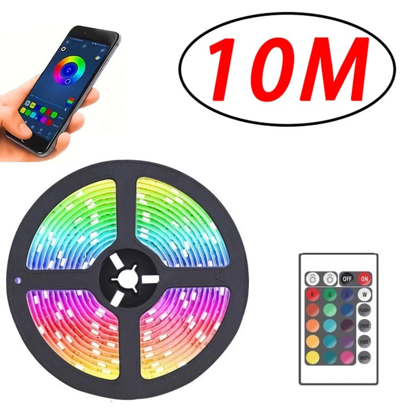 LED Strip with APP, IR and Bluetooth Control, USB RGB for Bedroom, Living Room, TV Retro Lighting, Remote Control Lamp, Neon Lights
