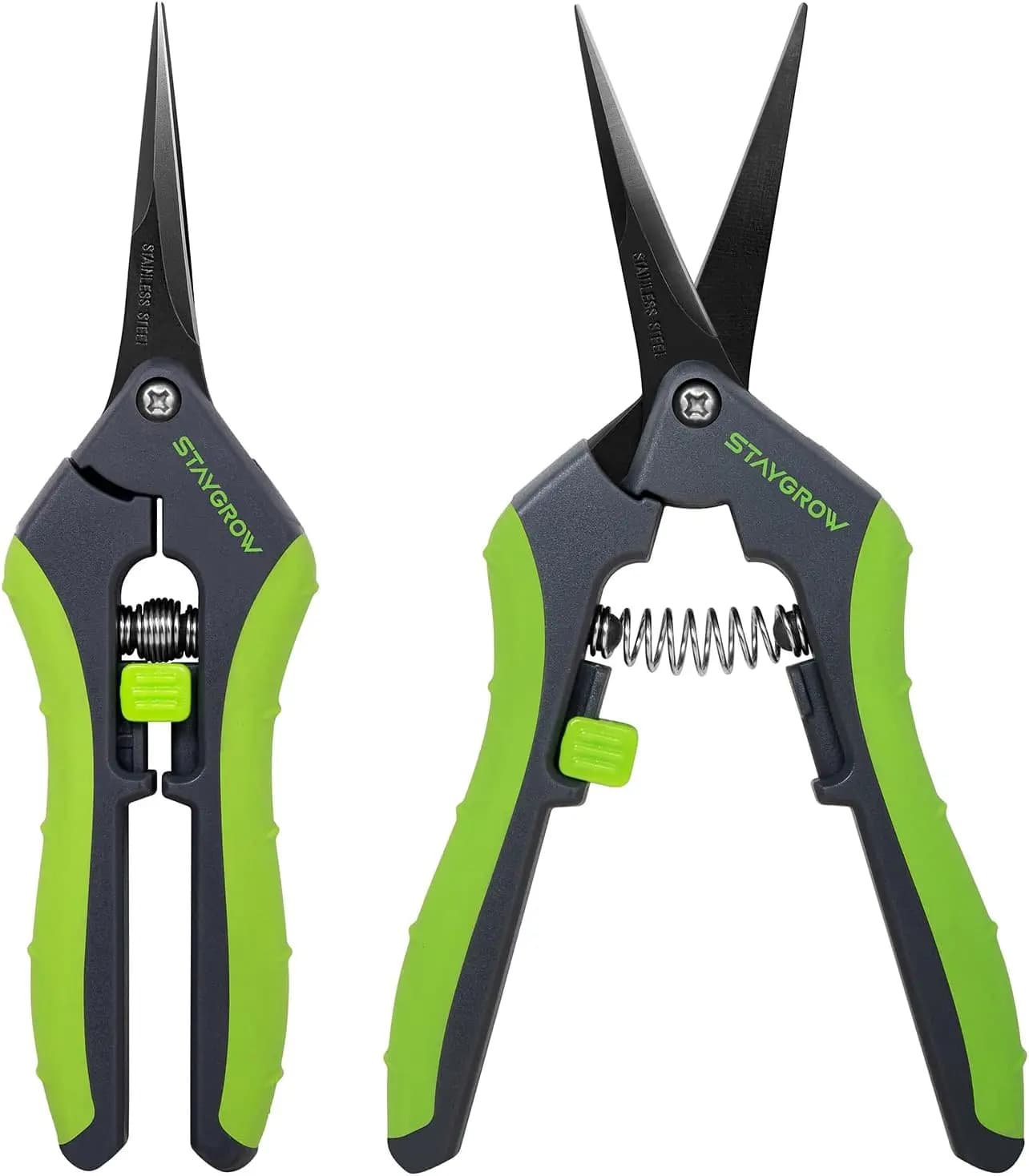 Set of 2 Stainless Steel Power Scissors Ultra Sharpened 6,5 Dusts for Gardening, Includes Straight Blades and Curves