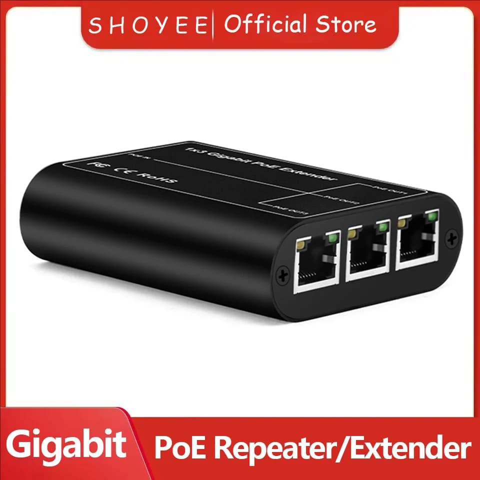 IEEE802.3af/at 30W Network PoE Signal 100Mbps Gigabit PoE Extender Ethernet Repeater for Security Systems Camera