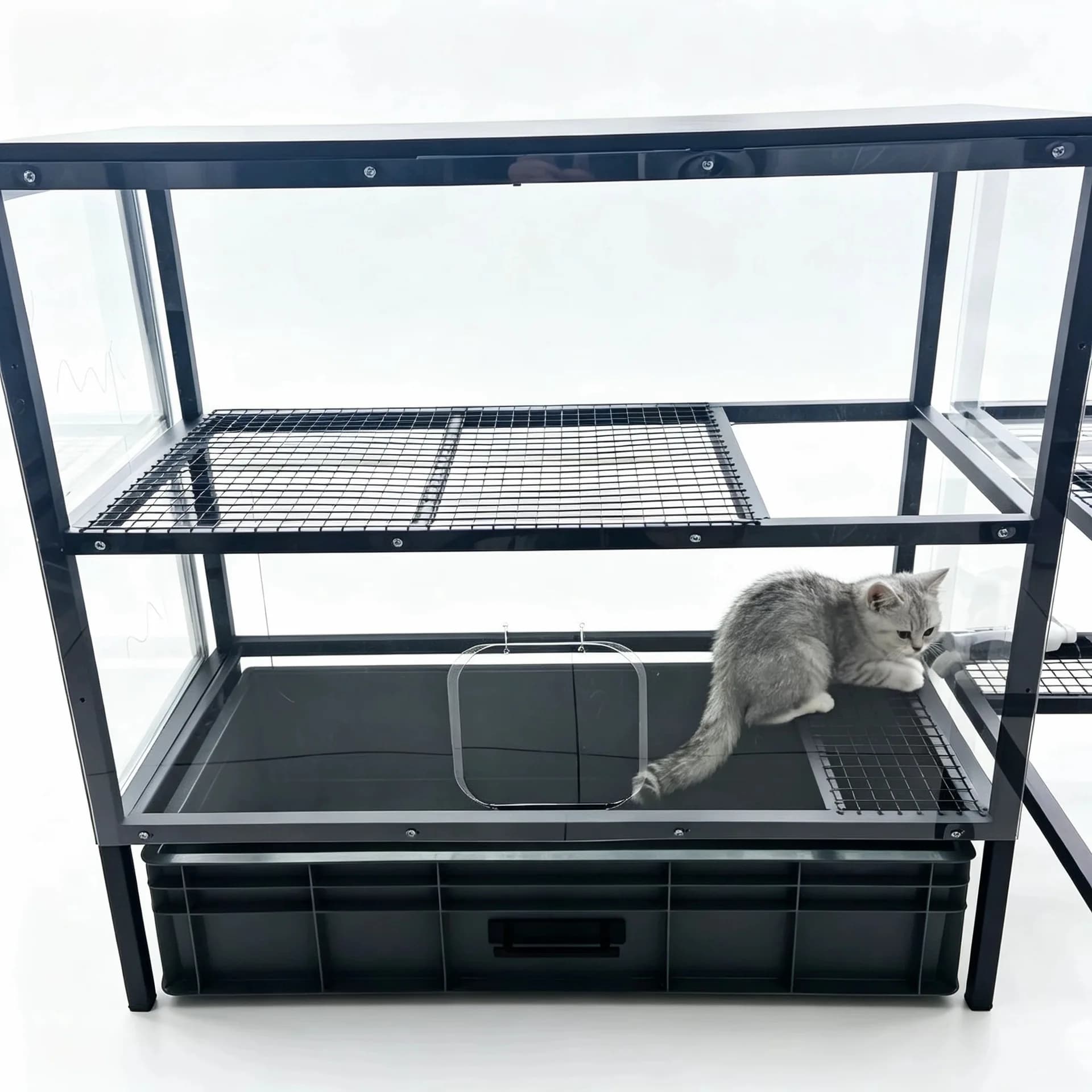 Cat Litter Box Cabinet, Multi-Layer Storage Rack, Odor Control, Suitable for Tofu Cat Litter, Floor Standing, Pet Furniture