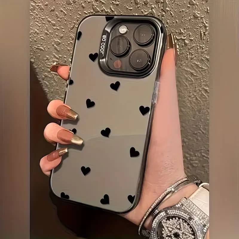 Elegante Cover Nera Antiurto con Motivo a Pois per iPhone 17 16 15 14 13 12 11 Pro Xs Max Plus Air Mini XR X 17e 16e