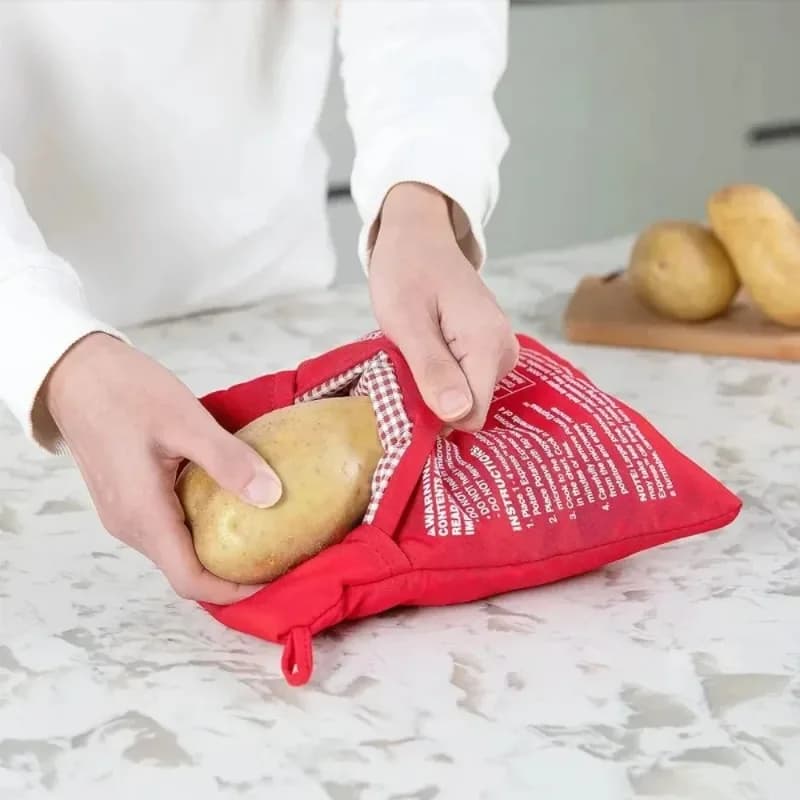 Sacchetti per Patate Dolci Arrostite, Scatola Dedicata per Patate al Forno e Mais, Confezione Rossa Riutilizzabile per Microonde, Utensili da Forno