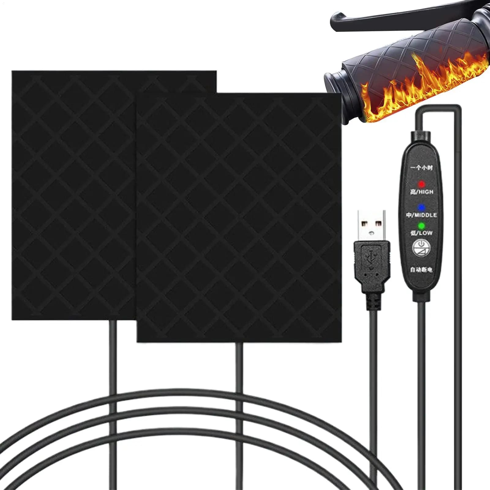 Adesivi per manubrio riscaldati per veicoli elettrici, calore invernale, guanti per manubrio USB, universali per motociclette elettriche