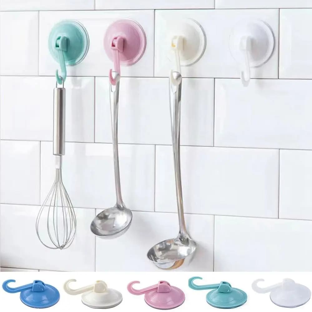 Round Vacuum Suction Cup Hook Punch-free Self Adhesive Wall Strong Suction Cup Hook Colorful Seamless Clothe Hangers Restroom