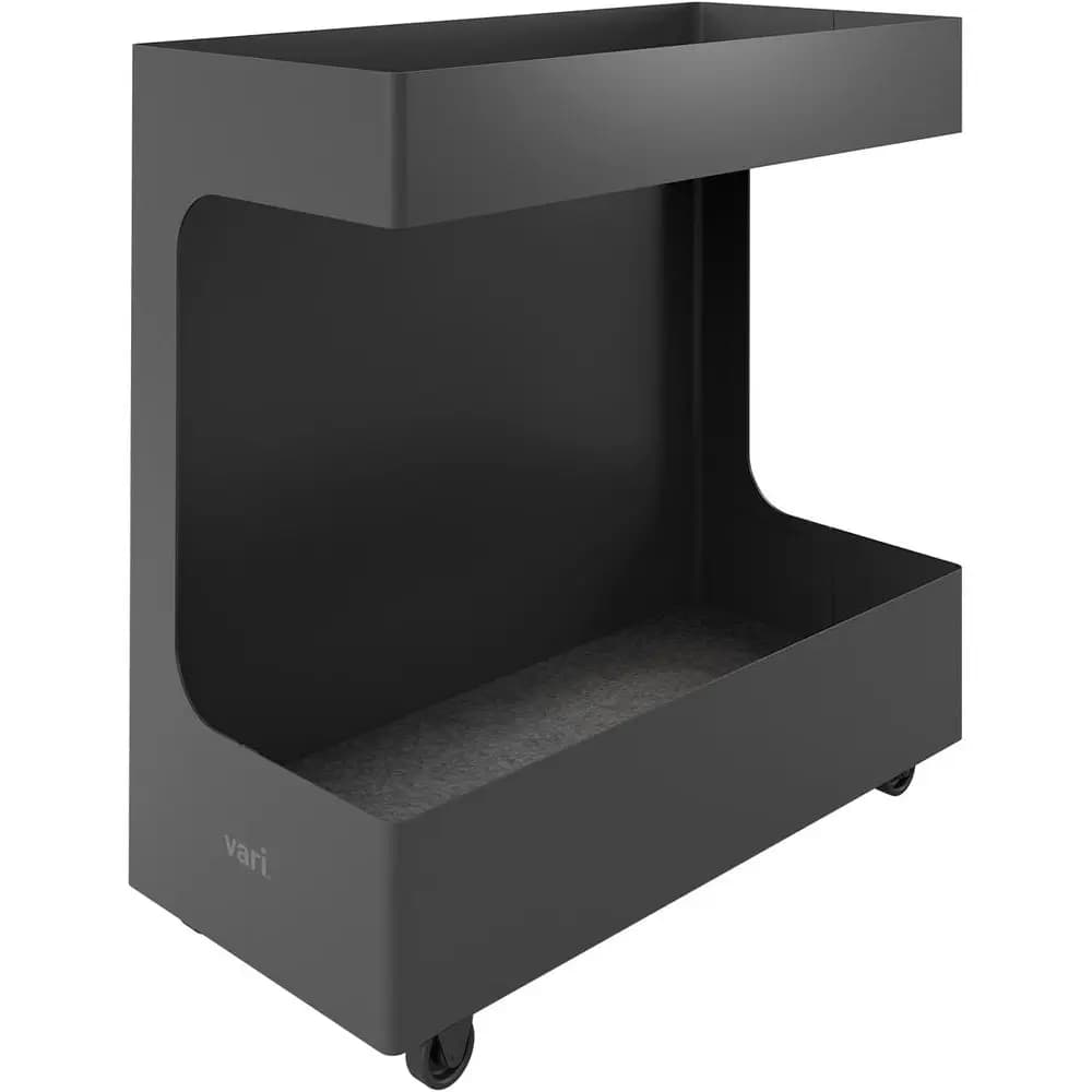 Organizer Sottoscrivania Robusto in Acciaio e PET - Doppio Livello, Contenitore Aperto, Facile da Spostare - Ideale per Casa o Ufficio, Nero, 10x22x22