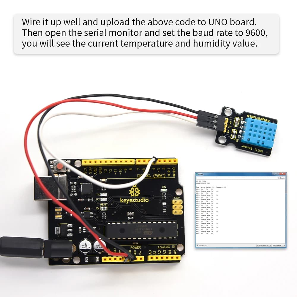 3 piece Keyestudio Digital DHT11 Temperature and Humidity Sensor for Arduino DIY Projects