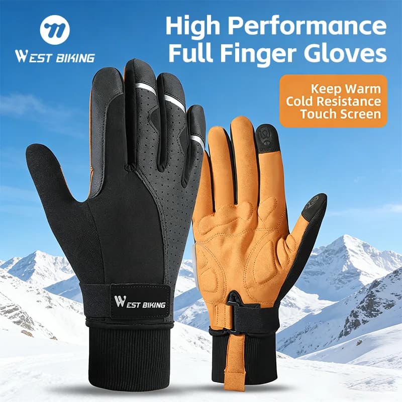 WEST BIKING Guanti da ciclismo caldi invernali Sci all'aperto Guanti da moto per bici MTB Addensare allungare Uomo Donna Attrezzatura sportiva termica