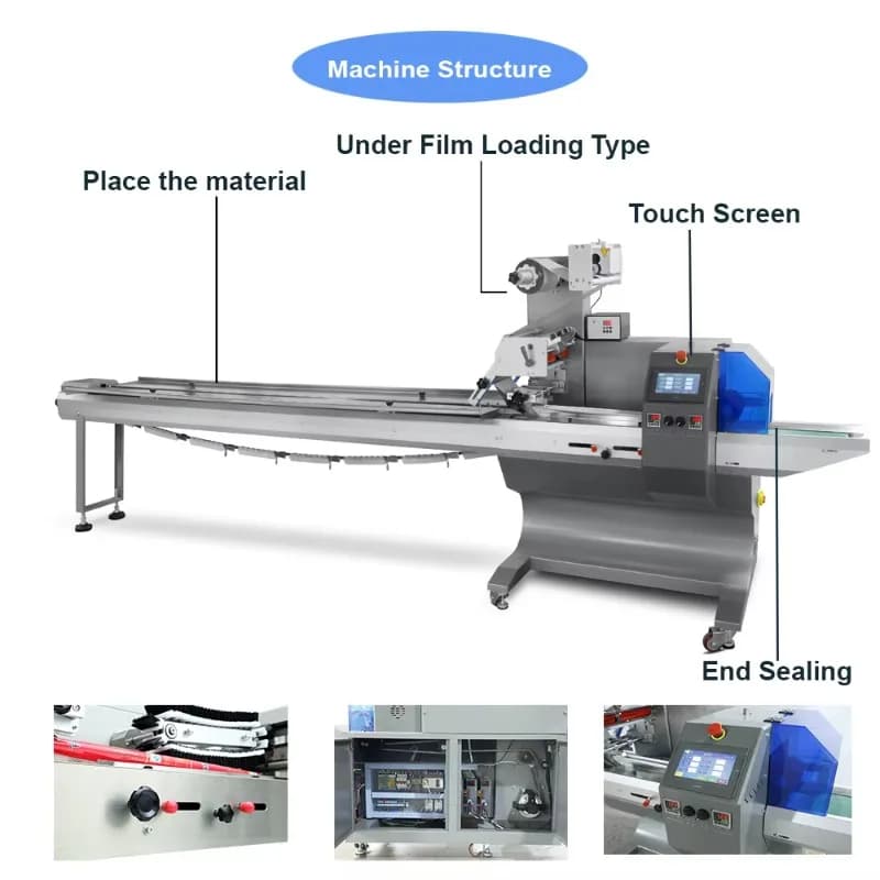 Customized High Speed Automatic Horizontal Packaging Machine Dry Noodles Wet Noodles Pasta Spaghetti Commercial Food Packing