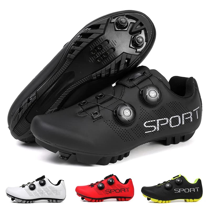 Nuove Scarpe da Ciclismo in Pelle per Uomo e Donna, MTB, Outdoor, SPD, con Sistema di Bloccaggio Automatico, Taglie 37-47