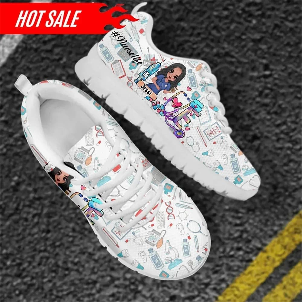 Scarpe da Infermiera con Disegni Cartoon, Calzature per Paramedici, Sneakers da Corsa per Donne, Scarpe Leggere in Rete per Ragazze