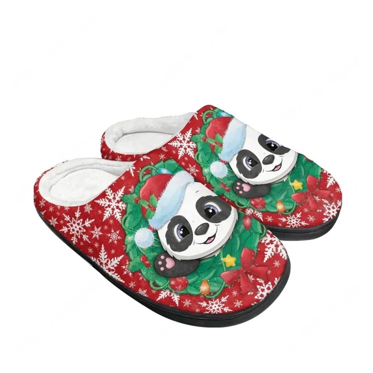 Christmas Cute Panda Snowflakes Dachshund Pink Home Cotton Slippers Mens Womens Teenager Plush Bedroom Keep Warm Custom Slipper