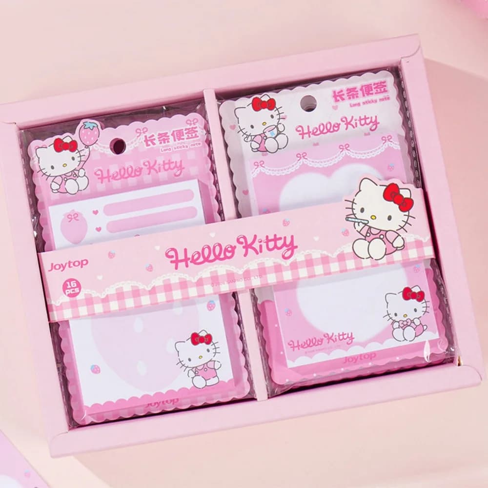 Blocco Note Adesivo Lungo Originale Sanrio Hello Kitty Serie Fragola Kawaii per Ragazze Studentesse Scuola Ufficio