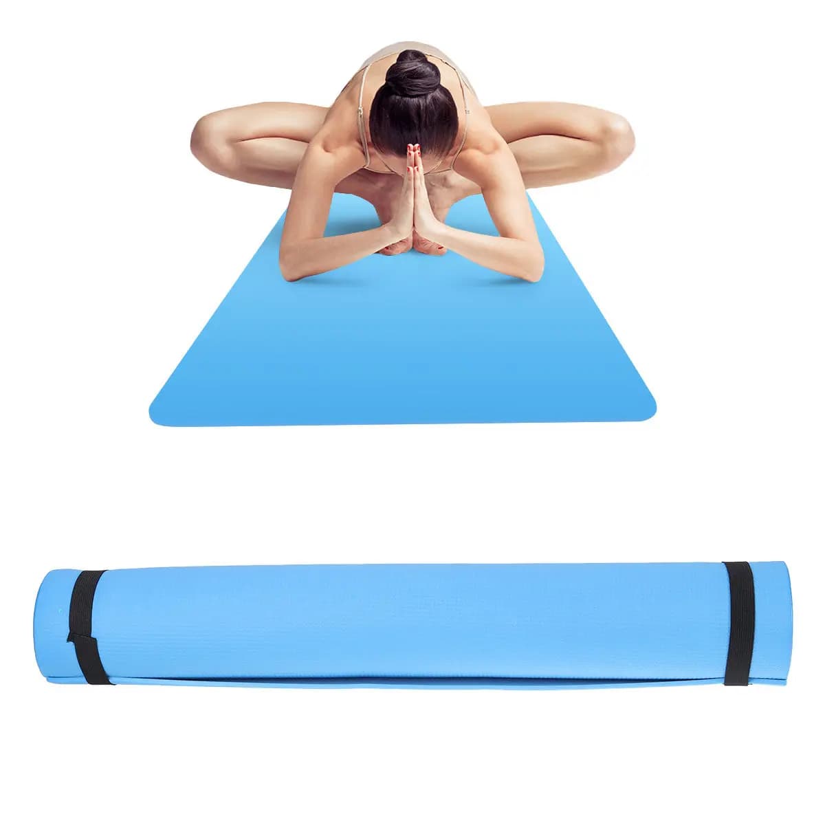 EVA 6mm Premium Yoga Mat with Anti-slip Surface for Hot Yoga, Pilates, Fitness, Stretching, Open and Camping Exercises, Blue