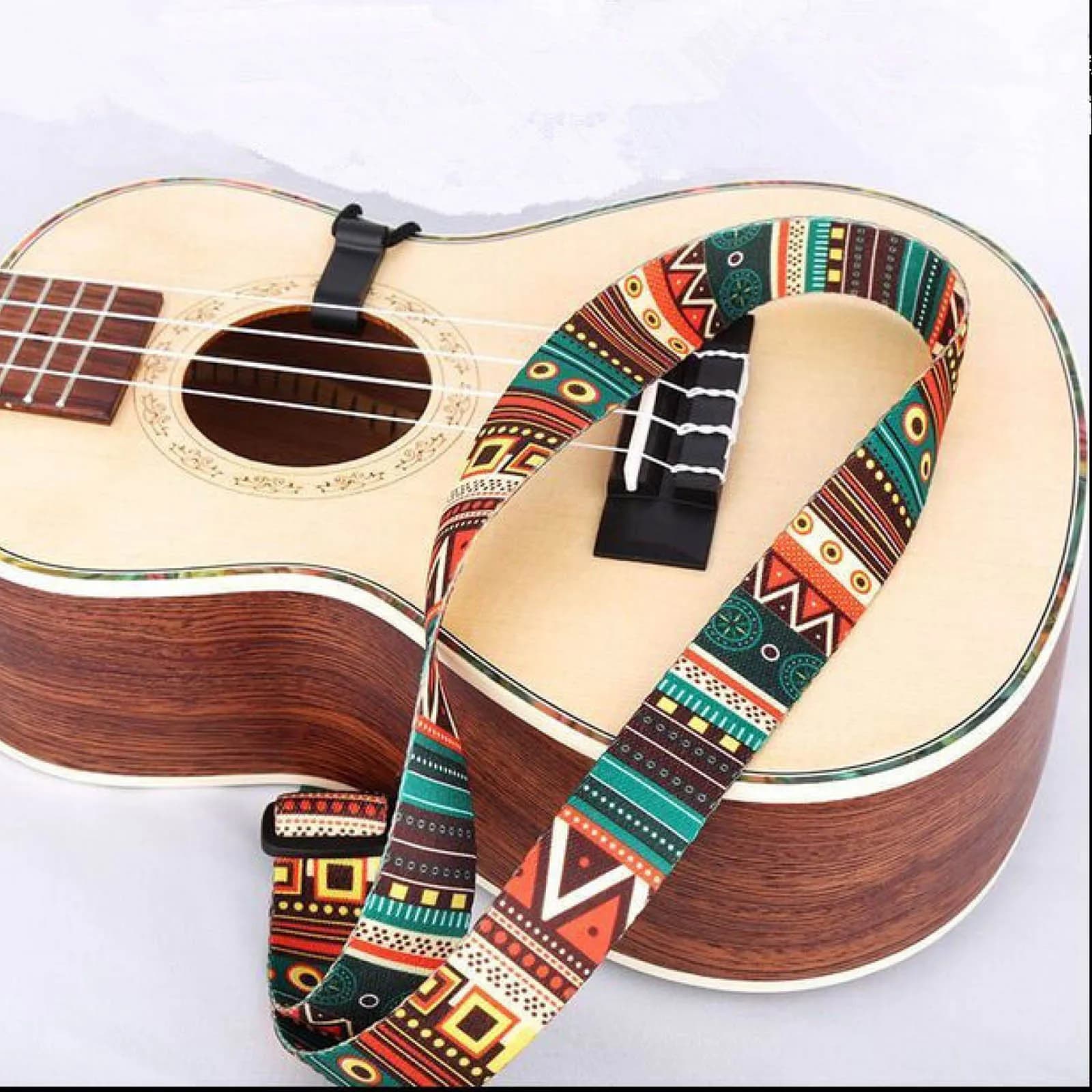 Tracolla per chitarra regolabile Accessorio per ukulele Cinture per chitarra in poliestere stile etnico Tracolla per ukulele Accessori per strumenti per chitarra