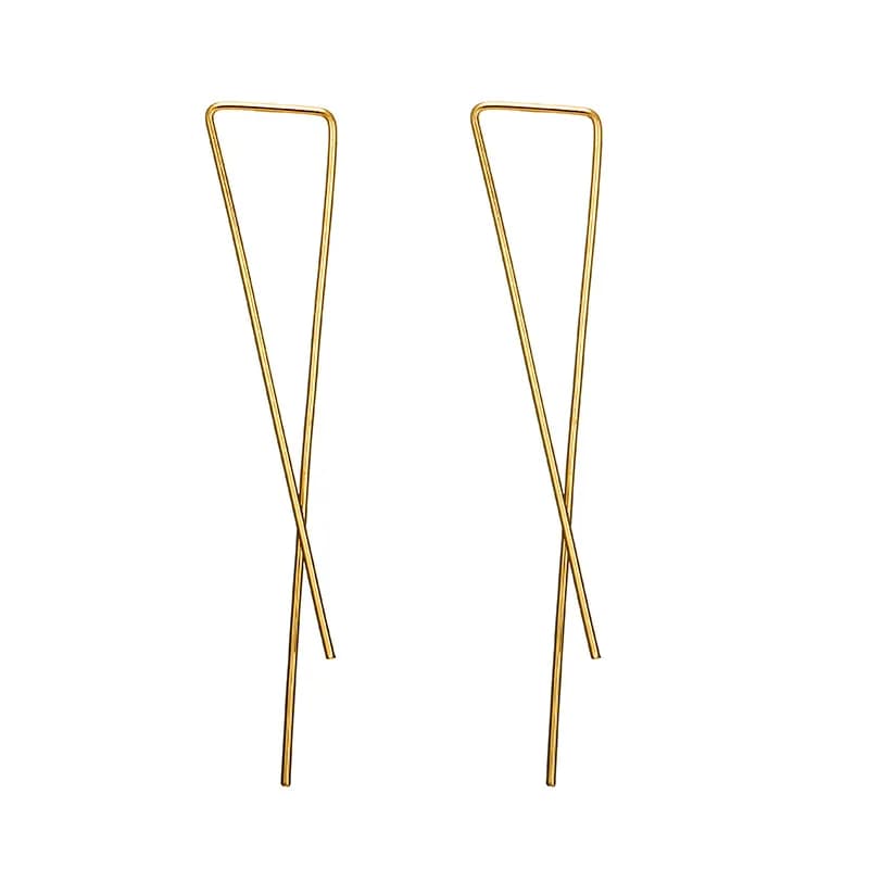 Minimalist Geometric Line Earrings, Creative Unique Cross Metal Earrings, Light Luxury High-end Simple Ear Jewelry