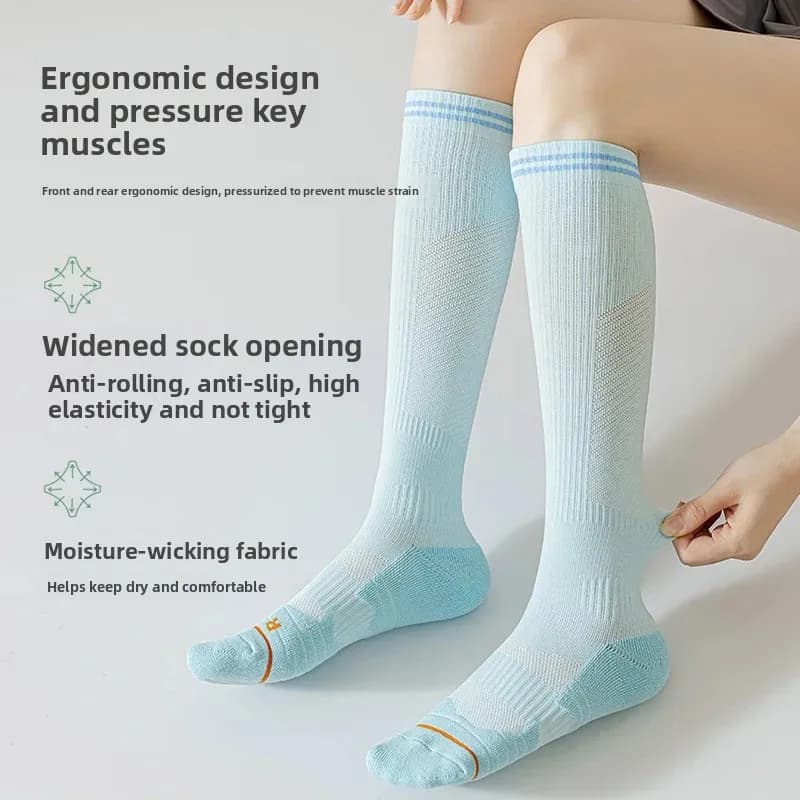 Women's Running Socks Pulp Compression Fitness Yoga Slim Leg Long socks Pressure sports socks Professional socks with jump rope
