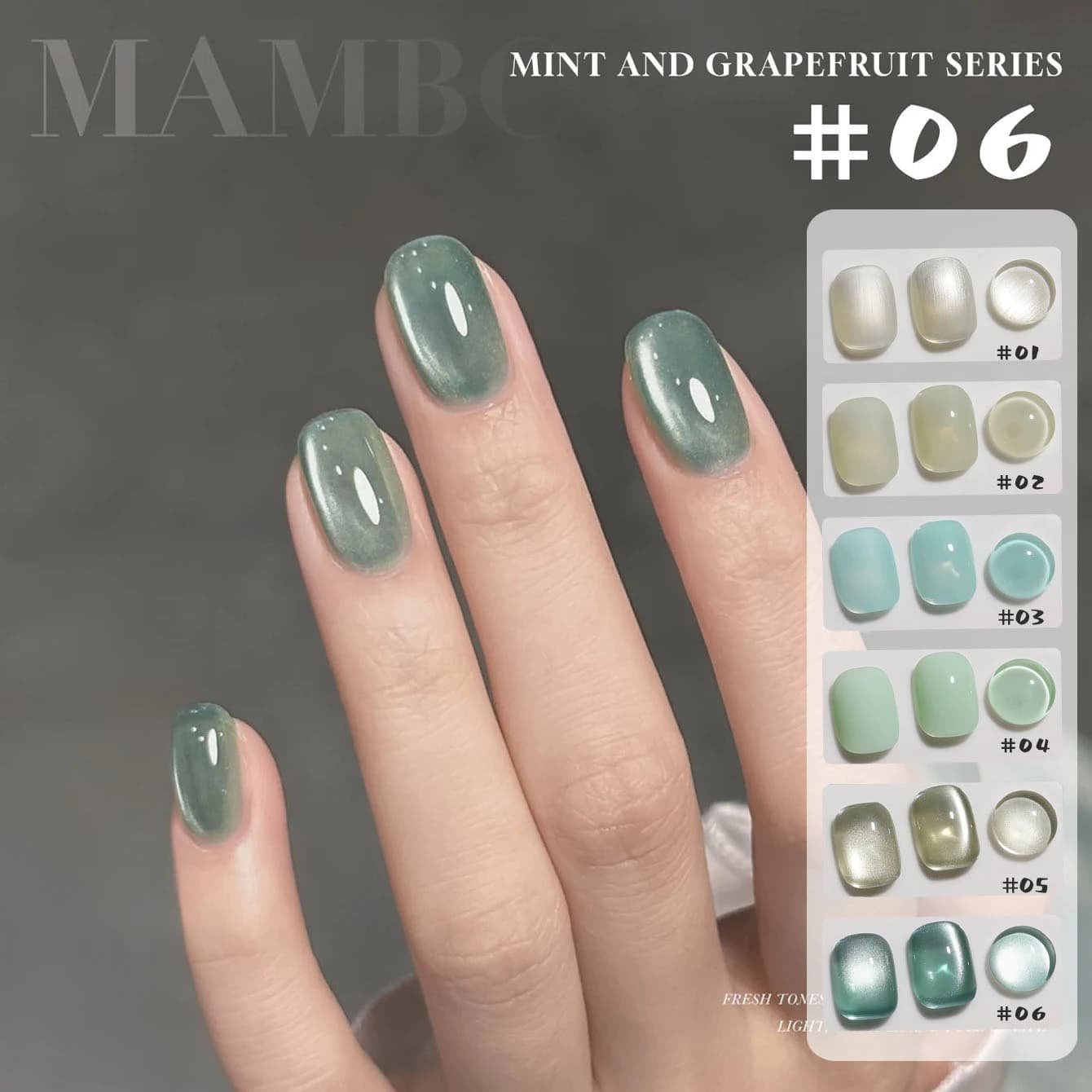 MIANEL 12ML 1PCS Smalto Gel Effetto Occhio di Gatto con Perline di Vetro Verde Trasparente, Unghie Blu, Unghie Verdi, Accessori per Unghie, Unghie Estive